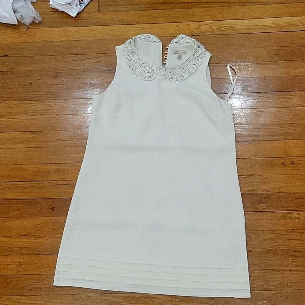 Cream Ted Baker mini dress with bedazzled collar